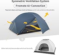 Vista 3 de Naturehike Mongar - Tienda de campaña para 2 personas, 3 estaciones, Tienda de campaña para mochileros ultraliviana para senderismo, Ciclismo