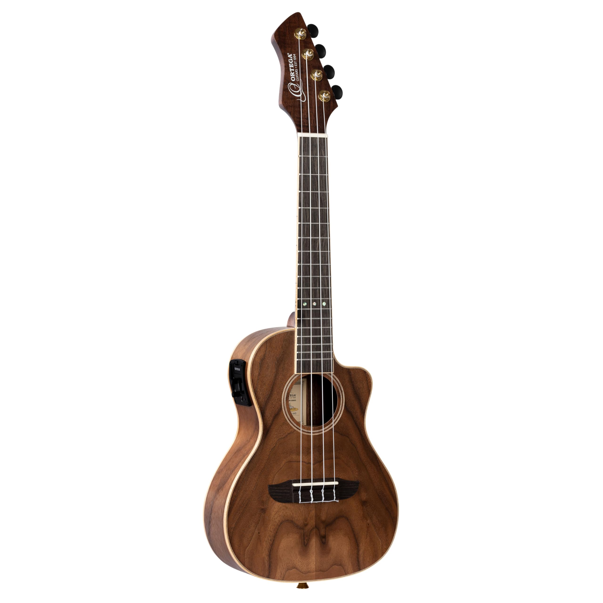 Ortega Guitars Ukulélé Concert Électro-Acoustique – Série Horizon – Housse Incluse – Noyer, Naturel (RUWN-CE)