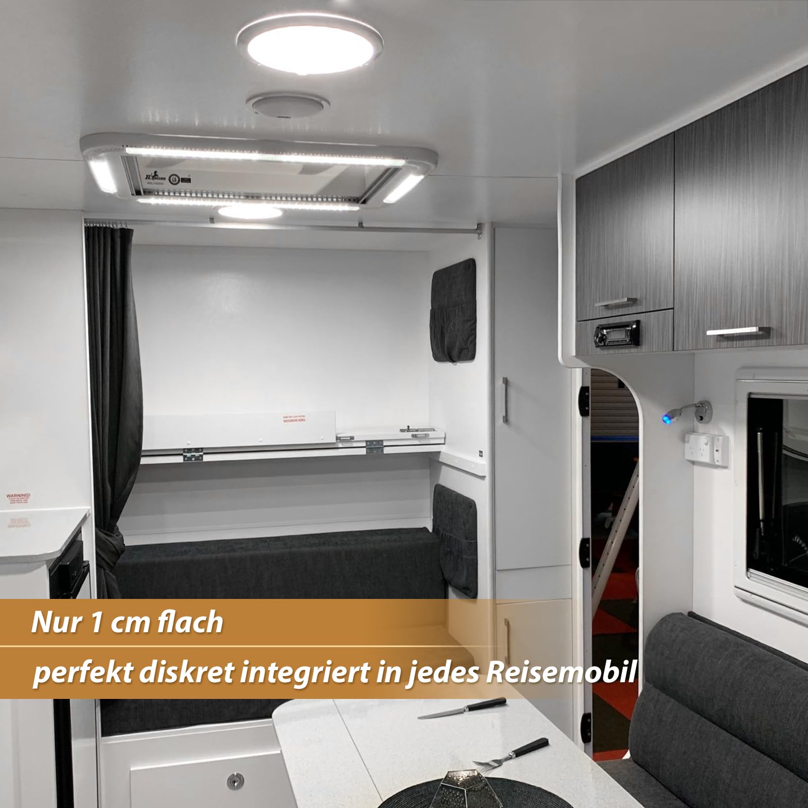 Dream lighting 12v LED Deckenleuchte Wohnwagen Wohnmobil Boot Yacht Erinnerung Dimmbar IP44 21cm Kaltweiß