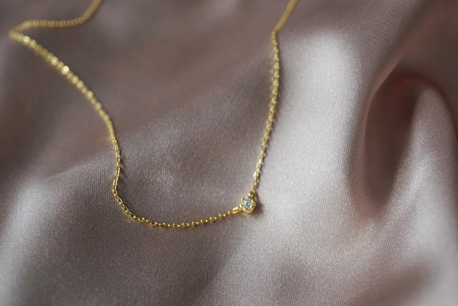Tiny Gold Zirconia Necklace - Dainty Bling Necklace - Diamond Necklace - Choker Necklace - Handmade - Minimalist Jewelry