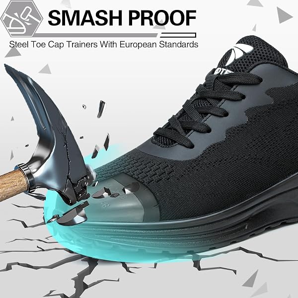 VAVOBIS Safety Trainers Men Womens Safety Shoes with Steel Toe Cap Trainers Non Slip Lightweight Work Trainers Breathable Puncture Proof Work Shoes - 4