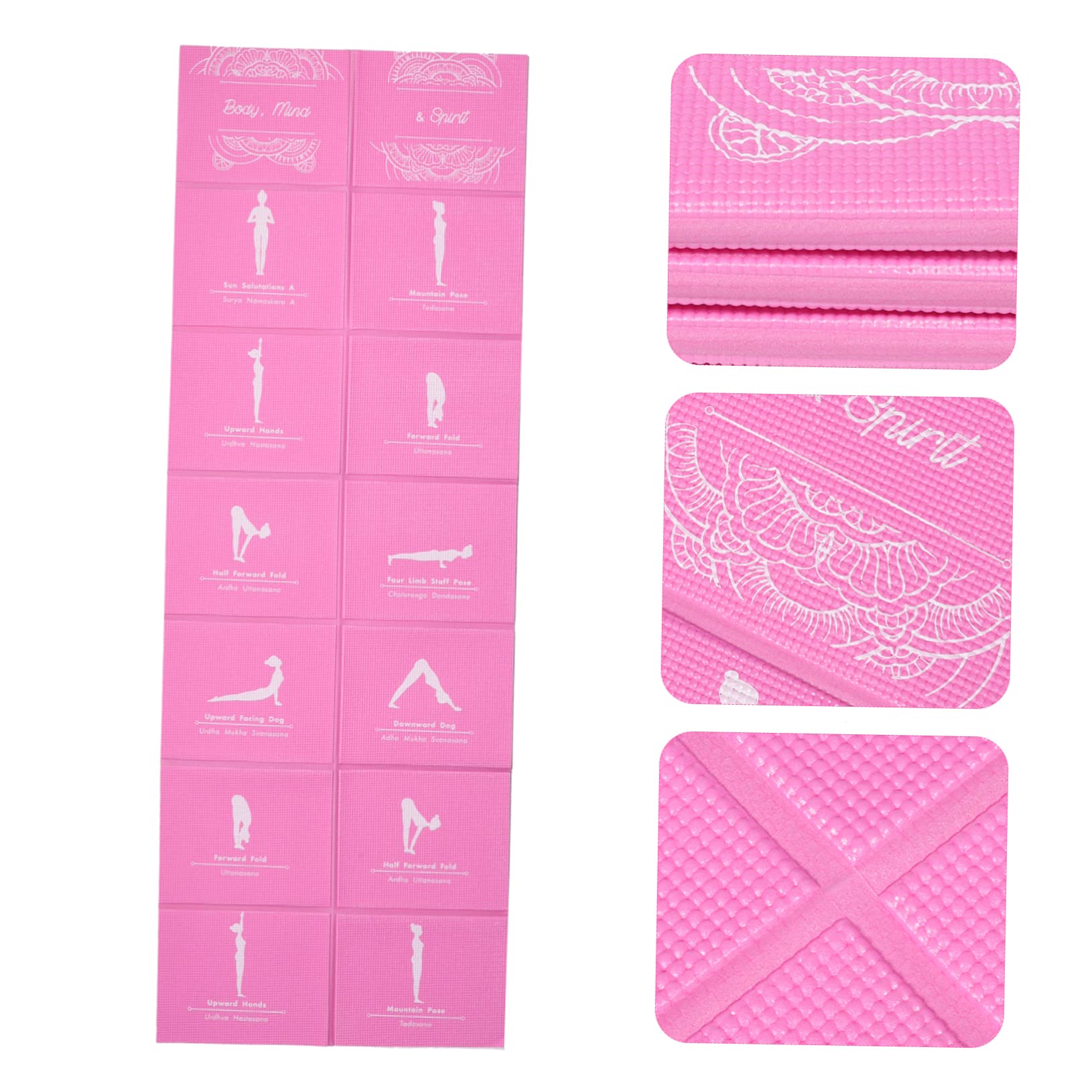 Toyvian Klappbare Yoga Matte Rutschfeste Fitnessmatte Tpe für Frauen mit Tragetasche für Yoga Fitness und Mittagsschlaf