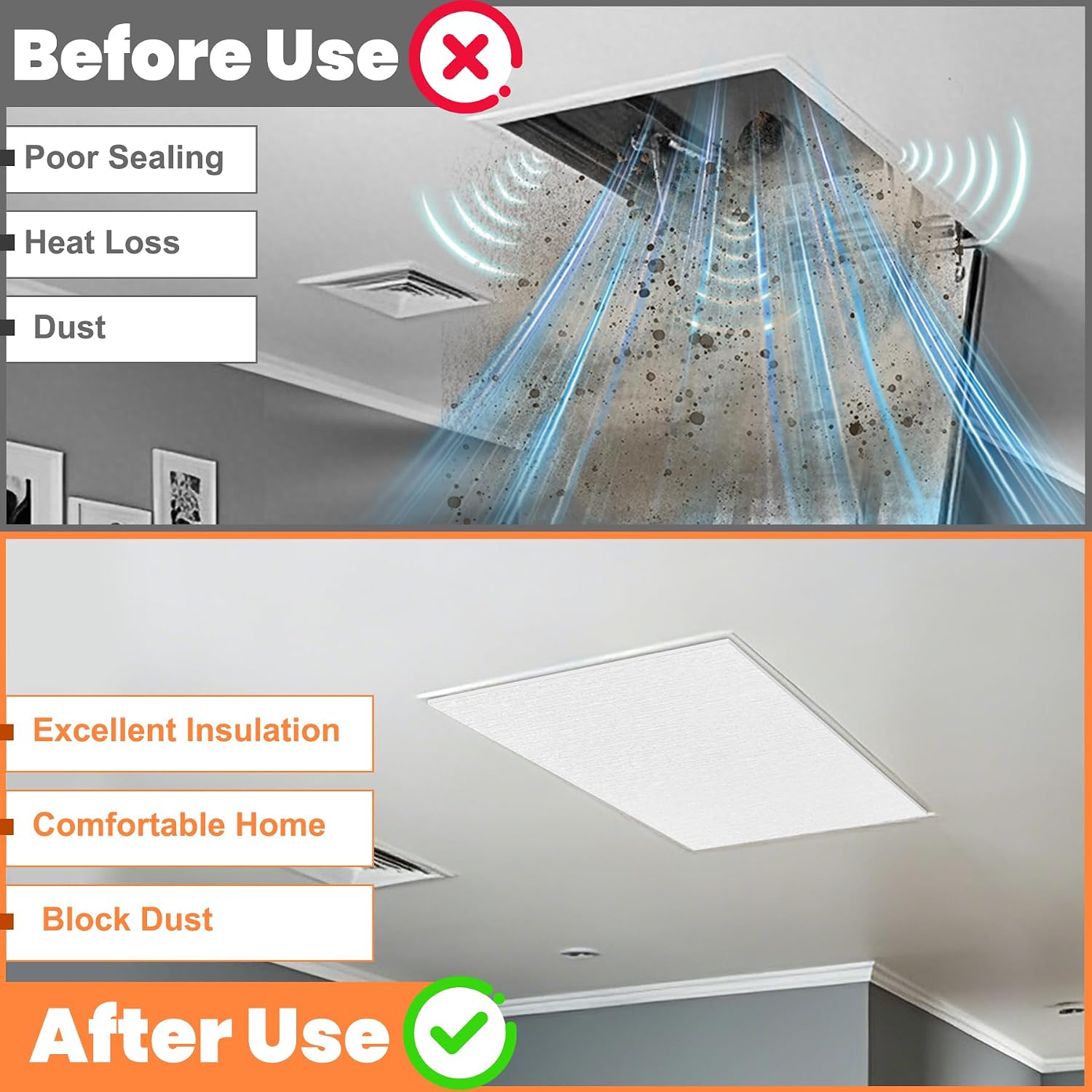 GCGOODS Attic Door Insulation Cover Kit, 3-Layer Ceiling Shutter Covers with Velcor Strips, Heat Insulation Sheet Cover Fits Up to 39"x55" for Attic Stairs, Ceiling Vent & Attic Fan