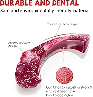 Vista 2 de Juguetes para perros para masticadores agresivos, juguetes indestructibles para perros grandes, sabor a tocino real, juguete masticable para perros