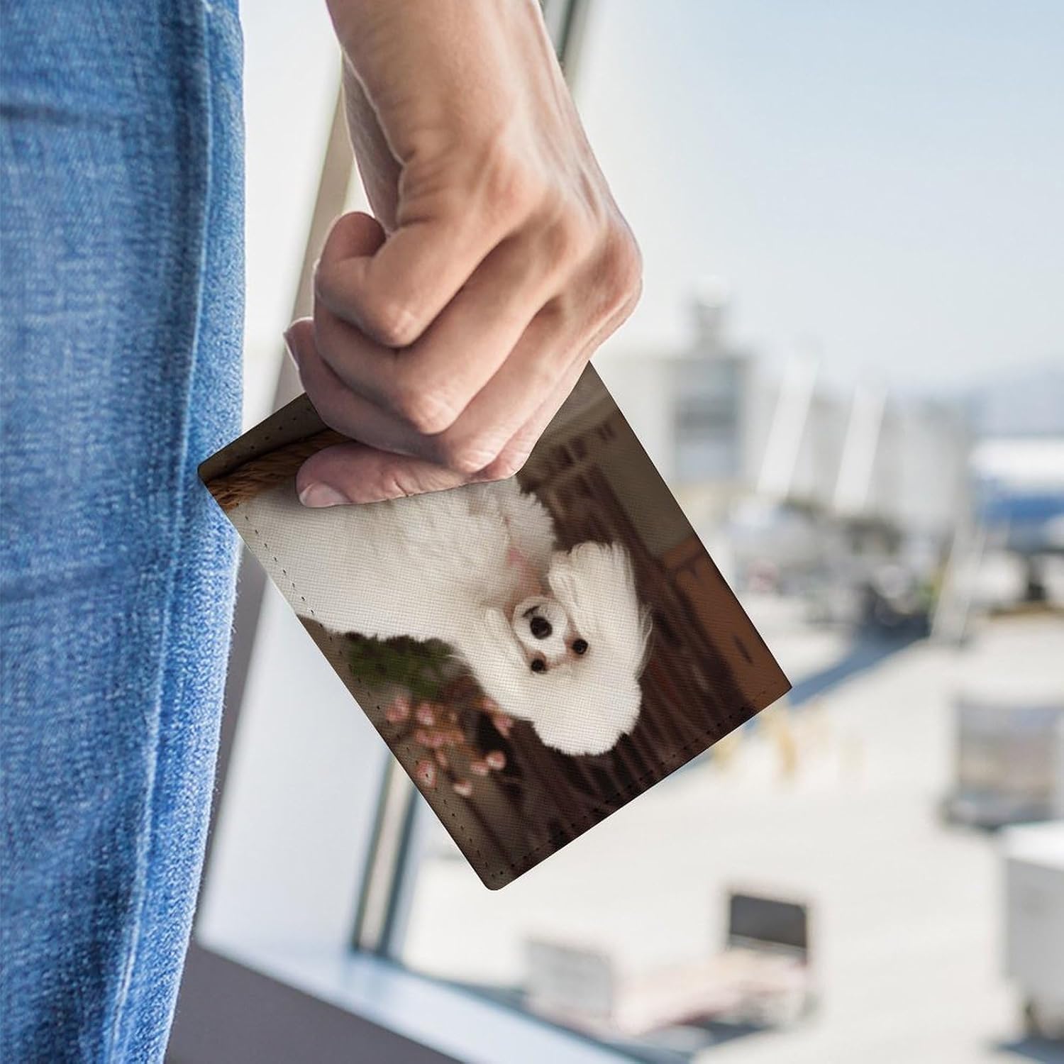 French Poodle Passport Holder for Adult Leather Passport Cover Portable Passport Wallet Fashion Travel Document Organizer Exquisite Passport Protector Credit Card Holder image 3