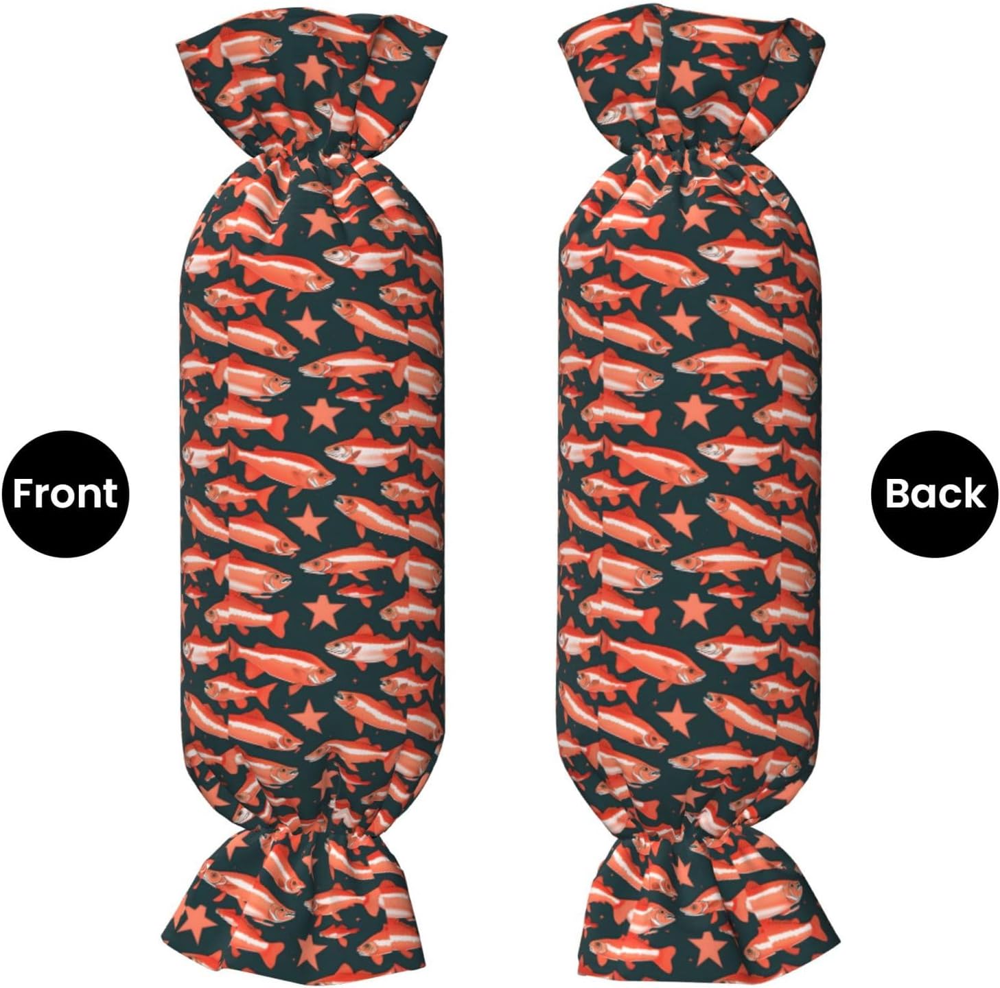 Salmon Print Candy Cylindrical Pillow Round Bolster Pillows Versatile Use Decor Bedroom Travel