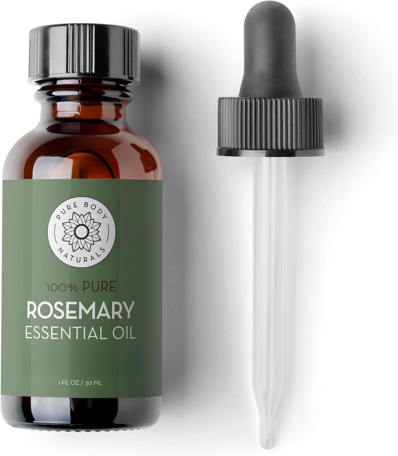 Pure Body Naturals – 100% Pure Rosemary Essential Oil, Steam-Distilled for Aromatherapy, Scalp Massage & DIY Blends, 1 Fl Oz