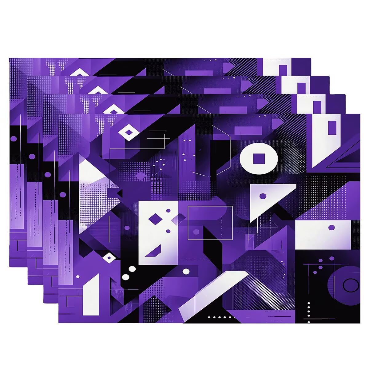 Set de table antidérapant et résistant à la chaleur violet motif géométrie