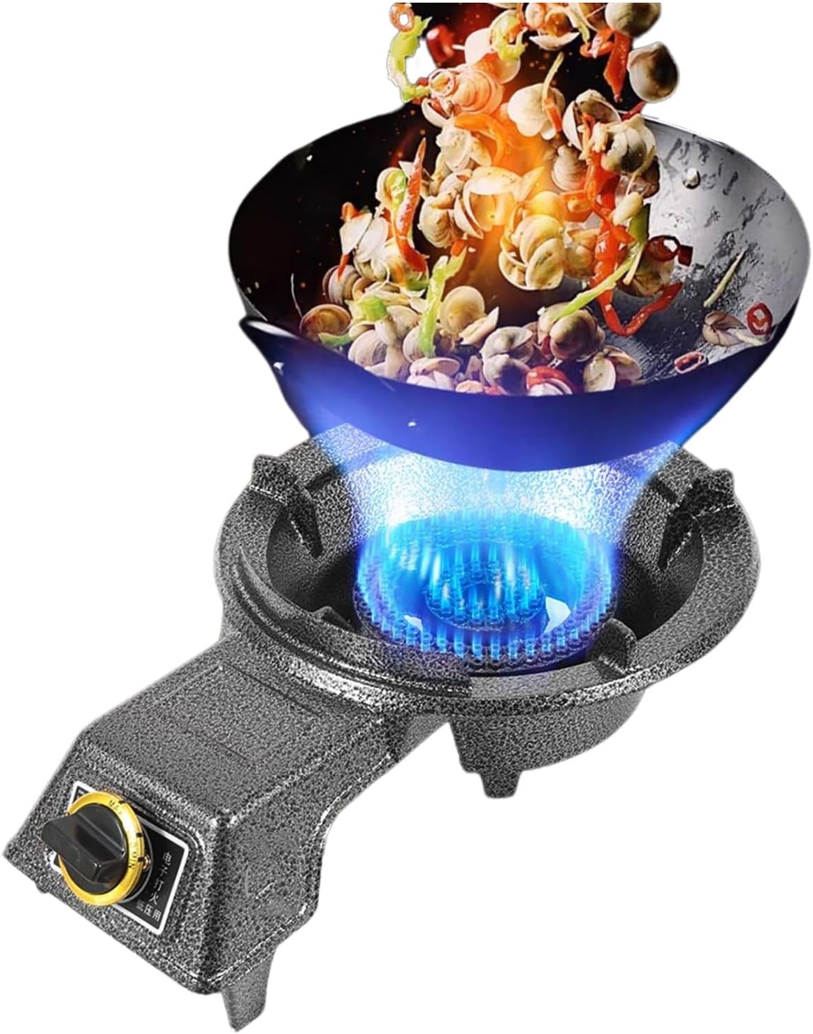 Portable Gas Stove with 1 Burner,7.0KW Camping Cooker,Cast Iron Pot Rack,with Flameout Protection,for Natural Gas/liquefied Petroleum(LPG)