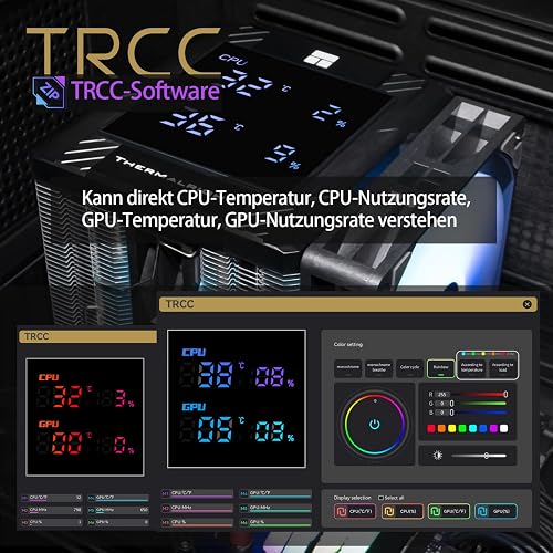 TR-Thermalright Peerless Assassin 120 Digital ARGB Black CPU-Kühler, Double Tower mit 6 Heatpipes, Dual PWM Lüfter-1851RPM, Digital Display Board Top Cover, für AM5/AM4, Intel LGA1851/1700/1200/115x - 6