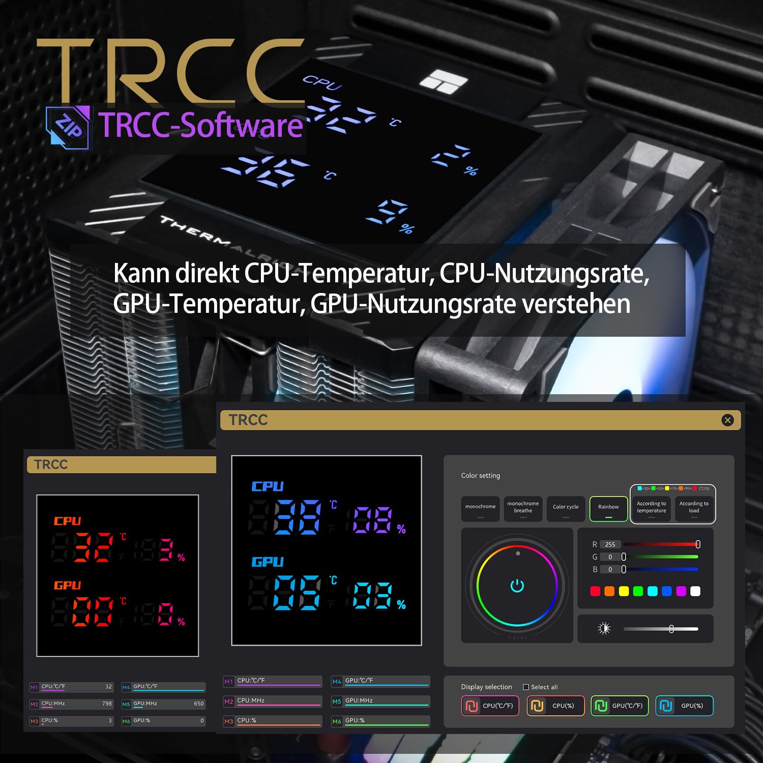 TR-Thermalright Peerless Assassin 120 Digital ARGB Negro Enfriador de CPU de Doble Torre con 6 Heatpipes, Placa de Visualización Digital Cubierta Superior, para AM5/AM4/lga1851/1700
