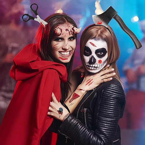 Miniatura 4 de DECYOOL Diadema de terror de Halloween, 36 piezas de accesorios de maquillaje de zombi de Halloween, accesorios de disfraz de Halloween para