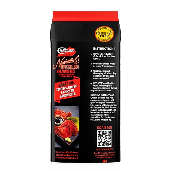 Colonel Jim's Nashville Hot Chicken Breading Mix, 5 lb (80 oz) Bag - Spicy Southern Fry Coating - Professional Restaurant-Quality - Made in USA