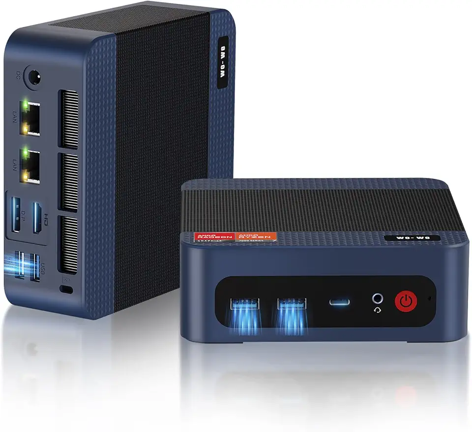 wo-we P8 Mini PC AMD Ryzen 5 7640HS (Max 5.0GHz) 6C/12T Gaming PC, 32GB DDR5 RAM 1TB PCIe4.0 SSD, USB4 Support 8K, Dual 2.5GbE LAN WIFI6E/BT5.2,HDMI,DP, Radeon 760M Micro PC,Business,Home