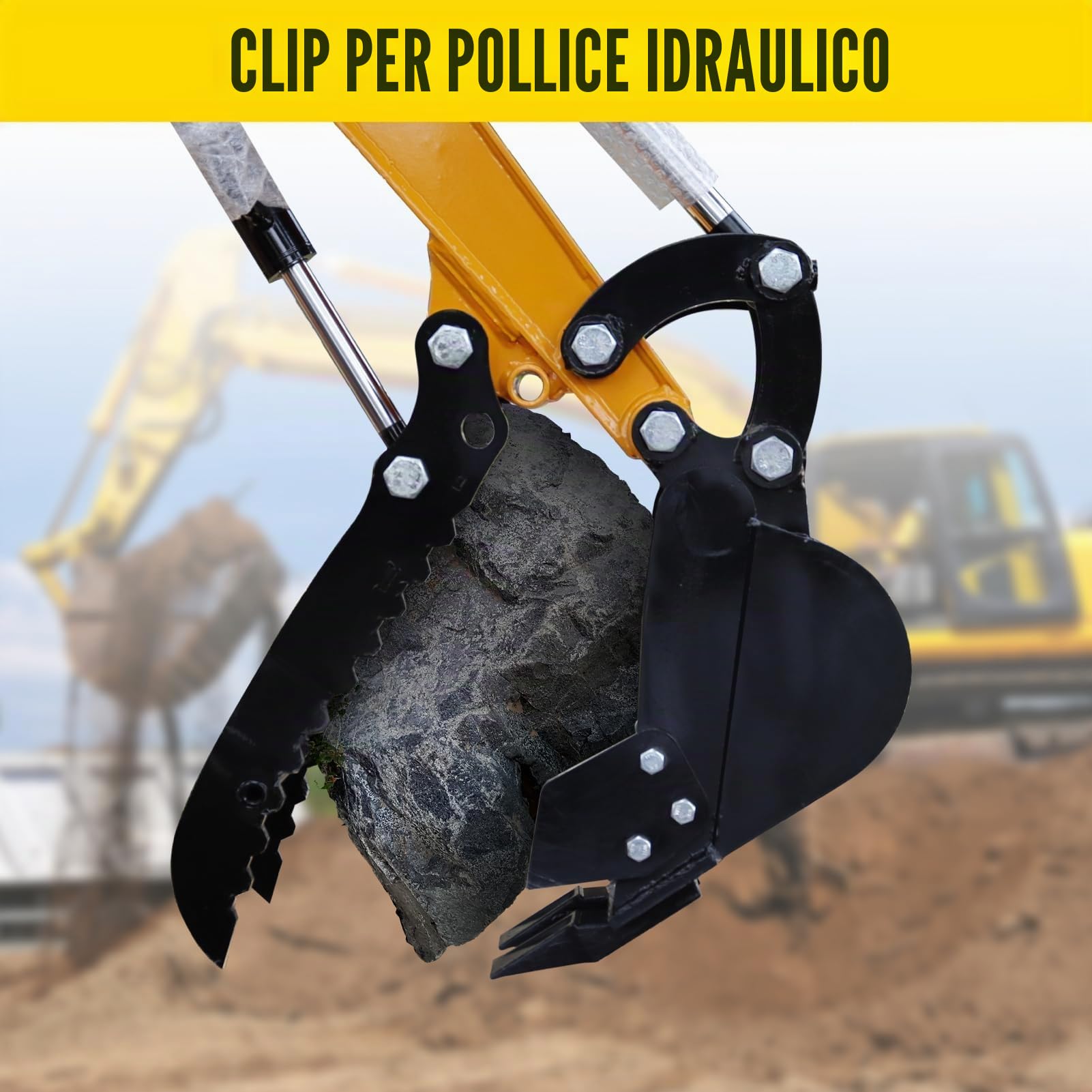 Pollice Idraulico per Escavatore, Attacco per Mini Escavatore, Morsetto idraulico a foro singolo con 2 tubi e viti M14, Escavatore a Rovescia Pollice