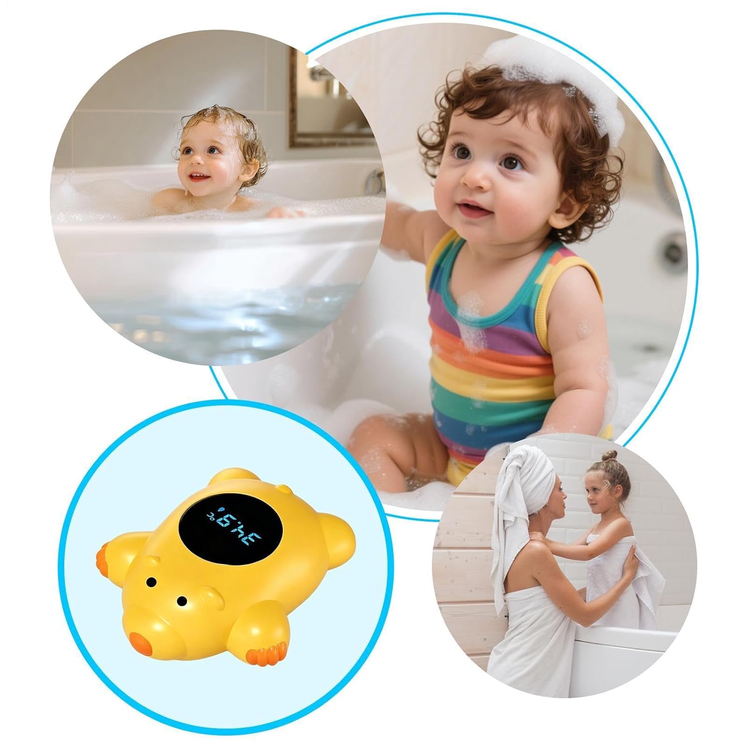 Accurate Floating Toys, Bath Temp Gauge, 3.62x3.18x1.18 Inch Water Meter with PVC Construction, Impact-Resistant Sturdy Polymer, Nursery Supply with Playful Style, Mother New for Girls Nursery