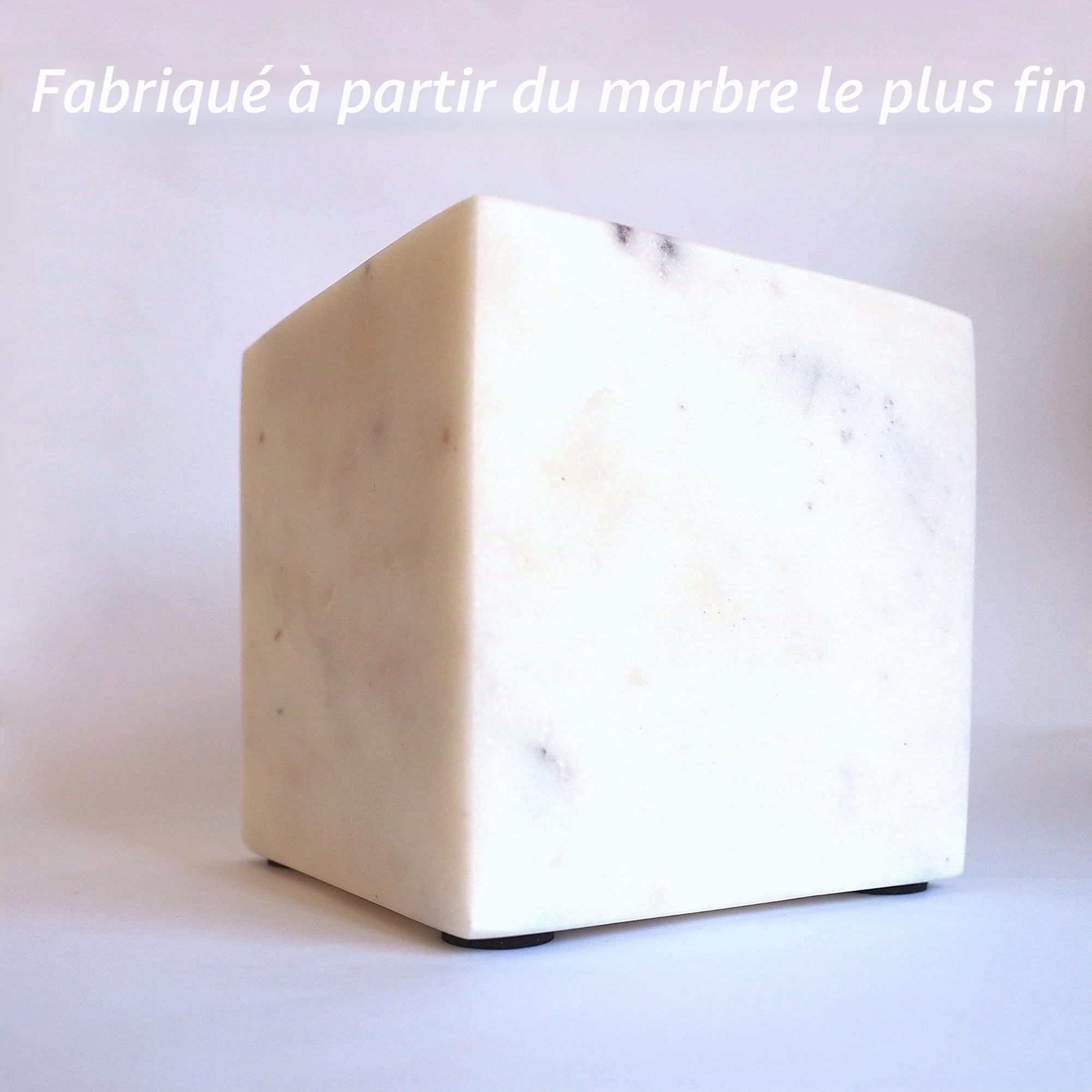 Lot de 2 Serre-Livres carrés en marbre fabriqués à la Main avec Fond antidérapant pour la Maison, la Cuisine, Le Bureau