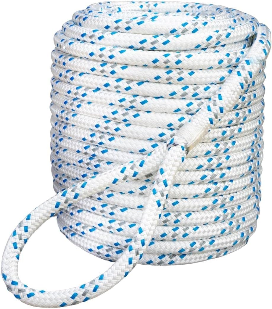 Double Braid Polyester Arborist Bull Rope | Made in USA | Rigging Hoisting Line | High Strength Tree Rope | 5/8 inch x 100 feet, no Eye Splice