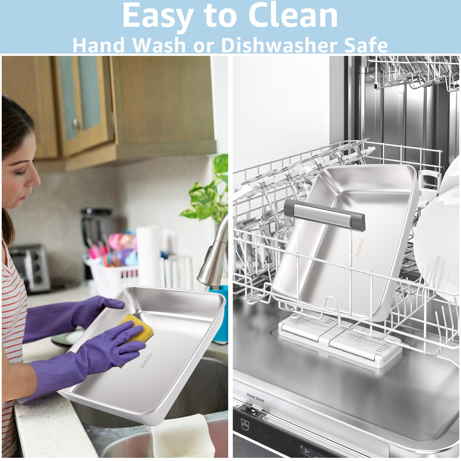 Oungy 3PCS Baking Trays for Oven Non Stick 31 x 24 x 5.5cm Stainless Steel Oven Trays - Image 4