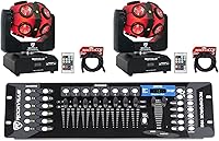 Vista 1 de (2) Rockville Party Spinner LED RGBW Cabeza móvil DJ Lights+Controlador DMX + Cables