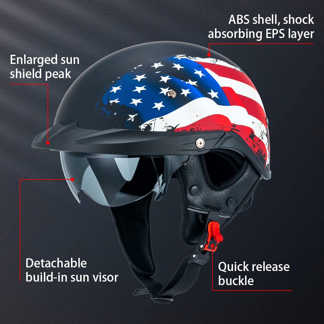 Snapklik.com : Myamis Half Helmet Motorcycle Men Women Dot Approved ...