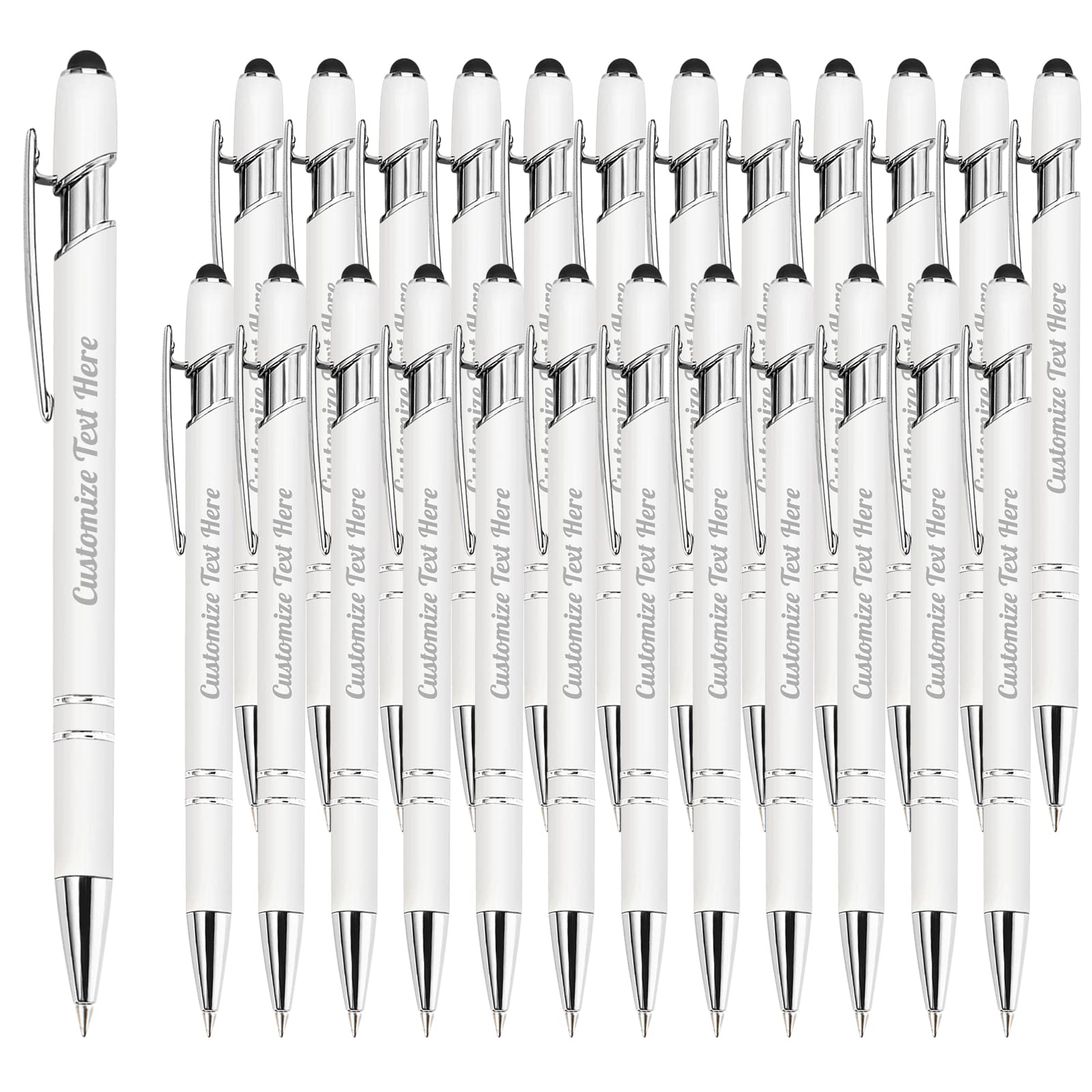 Up to 500 Personalized Pens Bulk Custom Ballpoint Pens with Business Name Message Logo, Customized Engraved Pens with Stylus for Birthdays