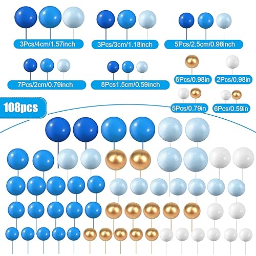 Miniatura 3 de Tondiamo 108 bolas para decoración de tartas, globos para cupcakes, decoración de pasteles de espuma, decoración de hornear para bodas,