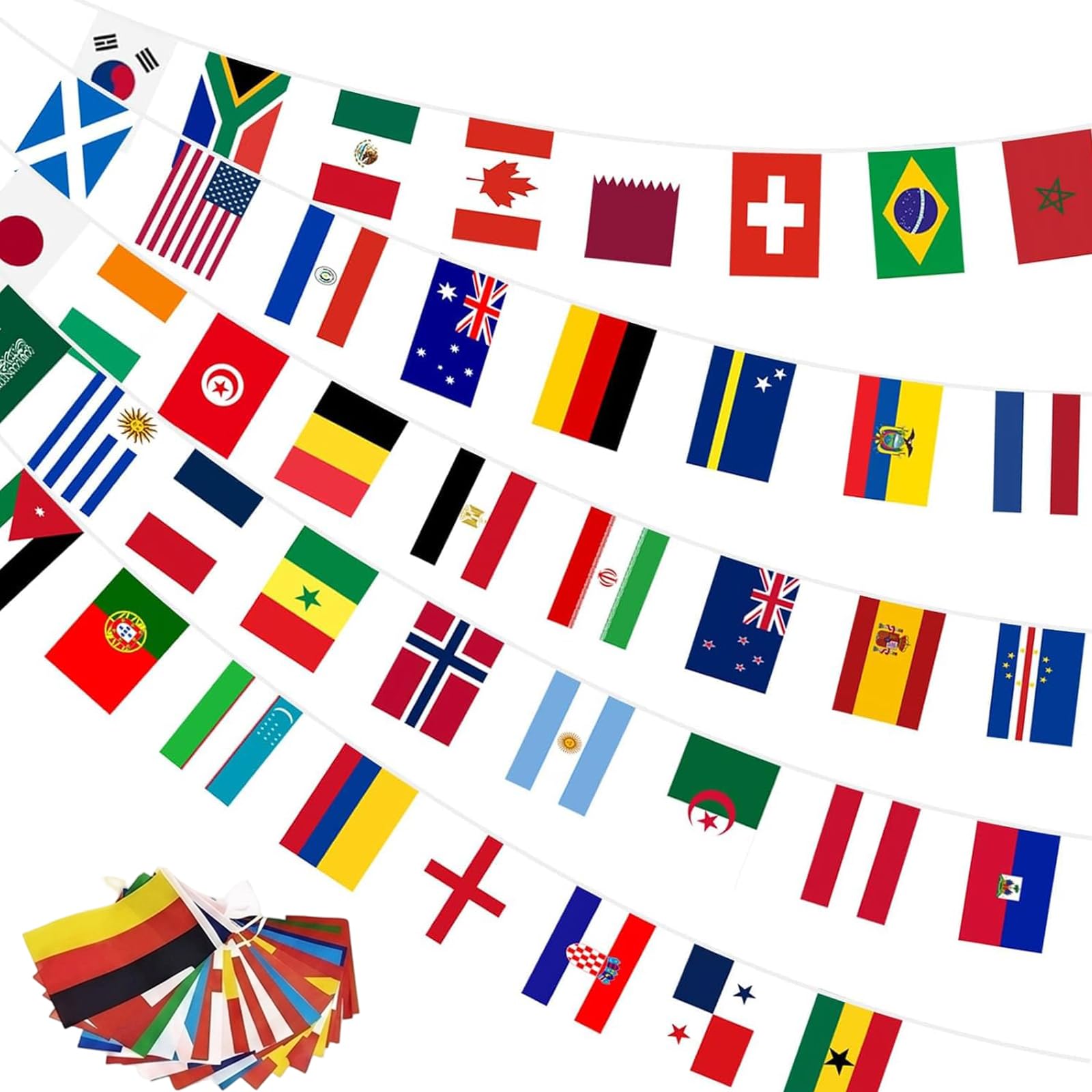 1 Pack 15 Metre World Cup Bunting 2026, World Cup Flags Bunting for Football Celebrations, Flags of the World Decoration for International Events and Parties