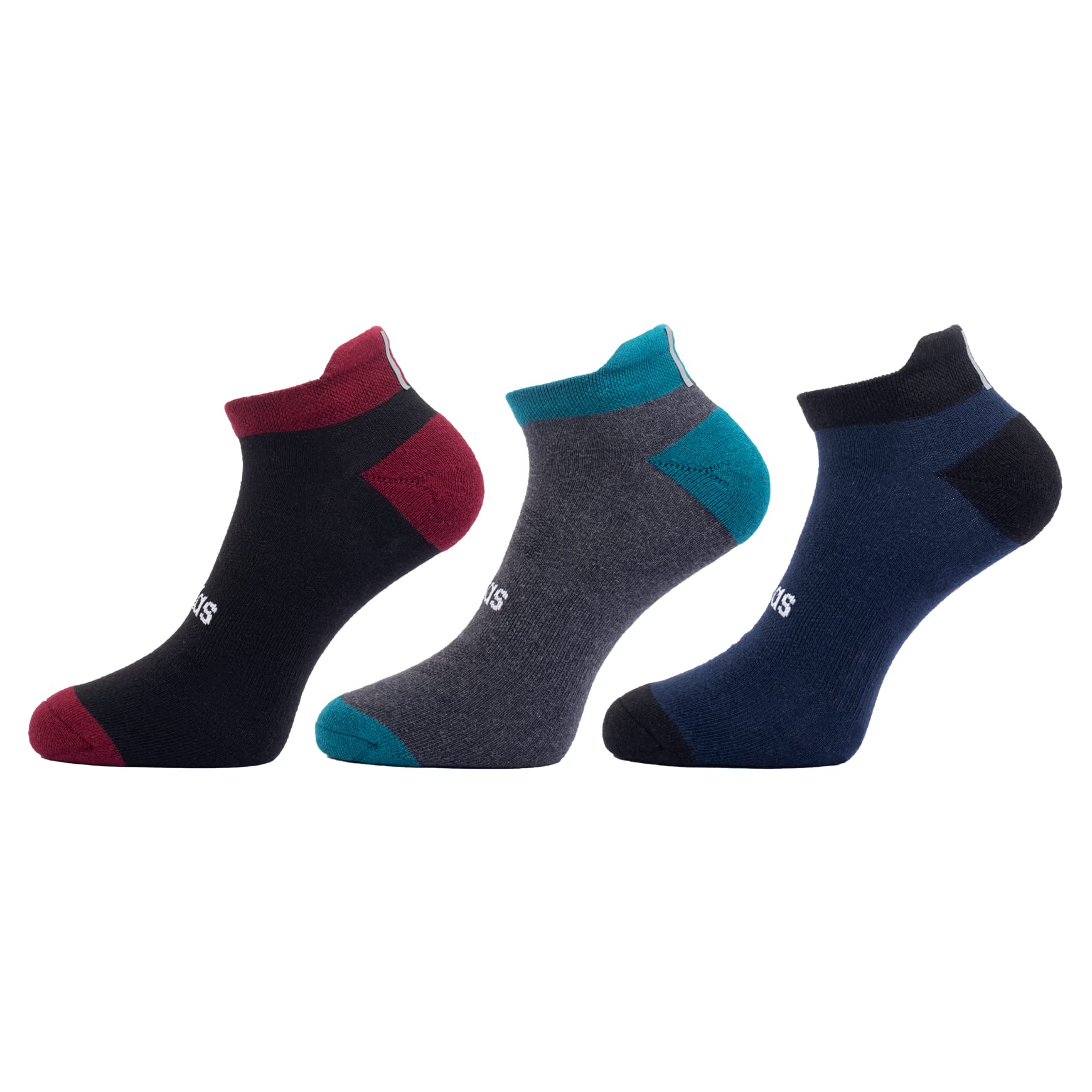 adidas Unisex Original Heel & Toe Cushion Low Cut Cotton Socks - 3 Pairs (6N) (Ad-0747) (Black/Anthra Mel/Colligate Navy)