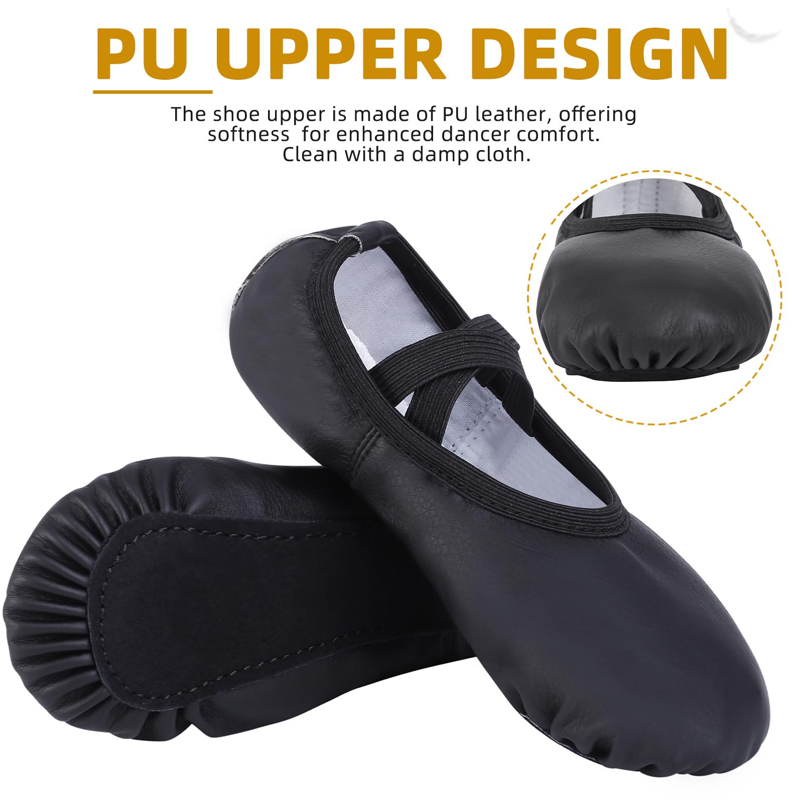 Acfoda Zapatillas de Danza PU-Cuero Zapatos de Ballet Suela Completa Calzado Gimnasia Ritmica para Niña y Mujer 22-43 EU
