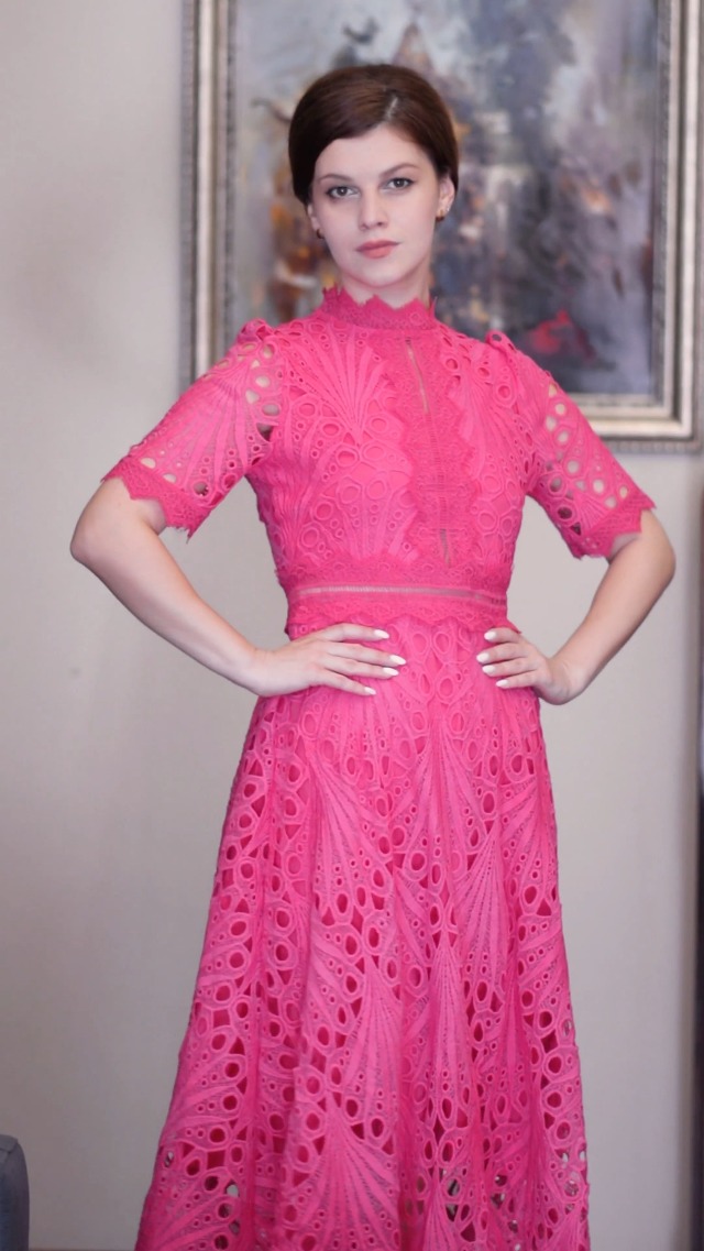 chinese dress ladies Long Sleeve Pink Lace Jacket 10 / Pink Carnation