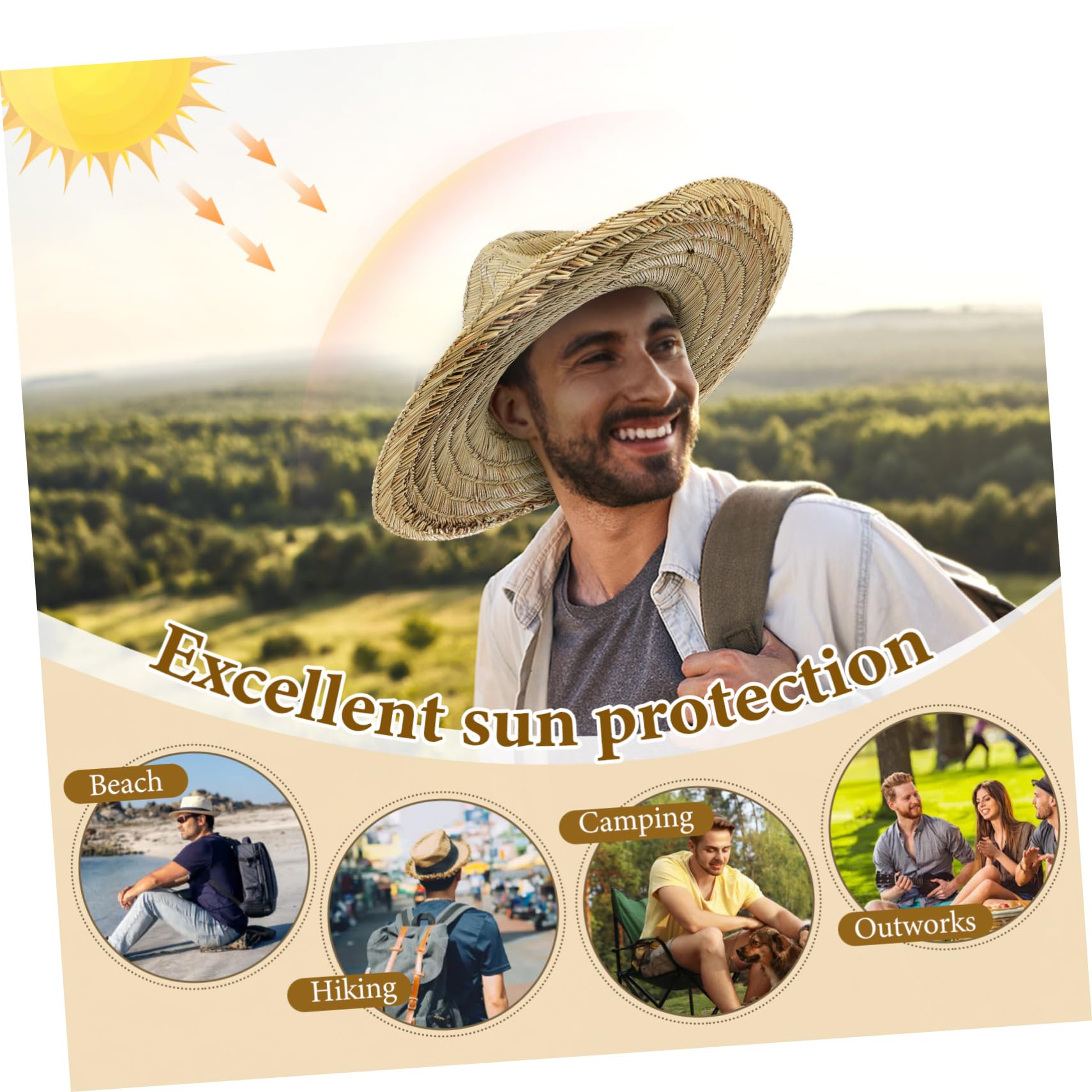 Visière Large Hommes Été Soleil Chapeaux De Seau Plage Casquette Homme Chapeau Seau Homme Chapeaux UV Paille