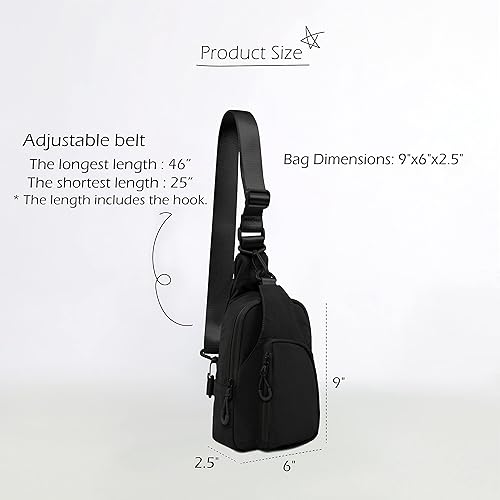 Miniatura 6 de ODODOS Bolso bandolera diario con correas ajustables, bolso cruzado en el pecho, mochila pequeña ligera para viajes casuales y senderismo