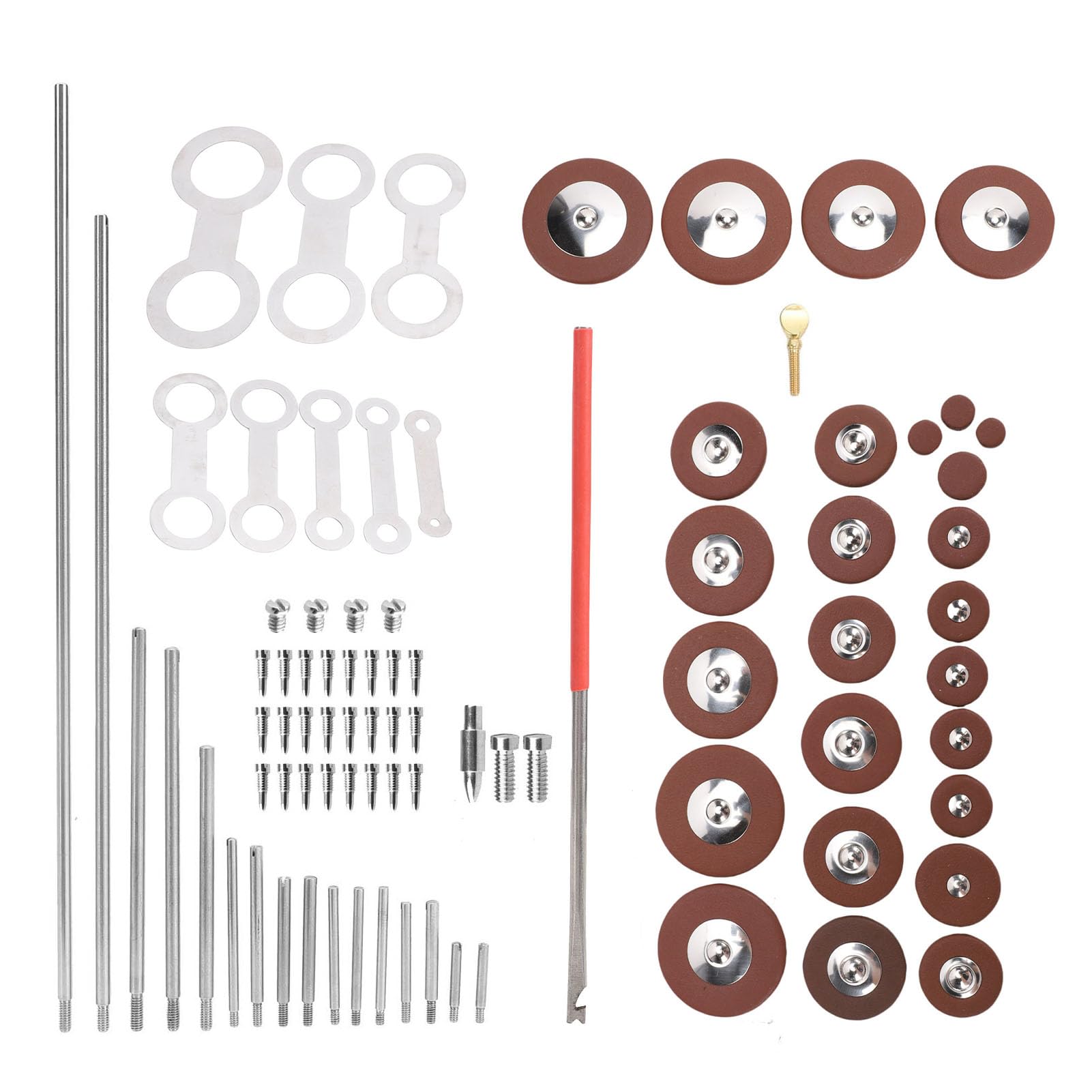 Fafeicy Kit D'entretien de Saxophone, 85 Pièces, Outils de Réparation D'instruments à Vent Alto, Ensemble de Pièces de Rechange avec Composants en Cuir