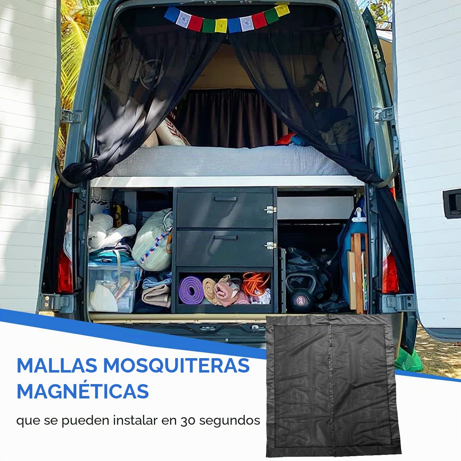 JOJOCY Mosquitera magnética para furgonetas (techo medio/alto)Mercedes Sprinter, Renault Master, VW Crafter, techo súper altoFord Transit, autocaravana (trasera 210 x 150 cm