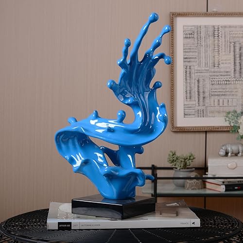 Miniatura 3 de HAUCOZE Modern Sculpture Decor Abstract Statue Figurine Sea Wave Arts Gifts Polyresin Crafts 16.0 inch