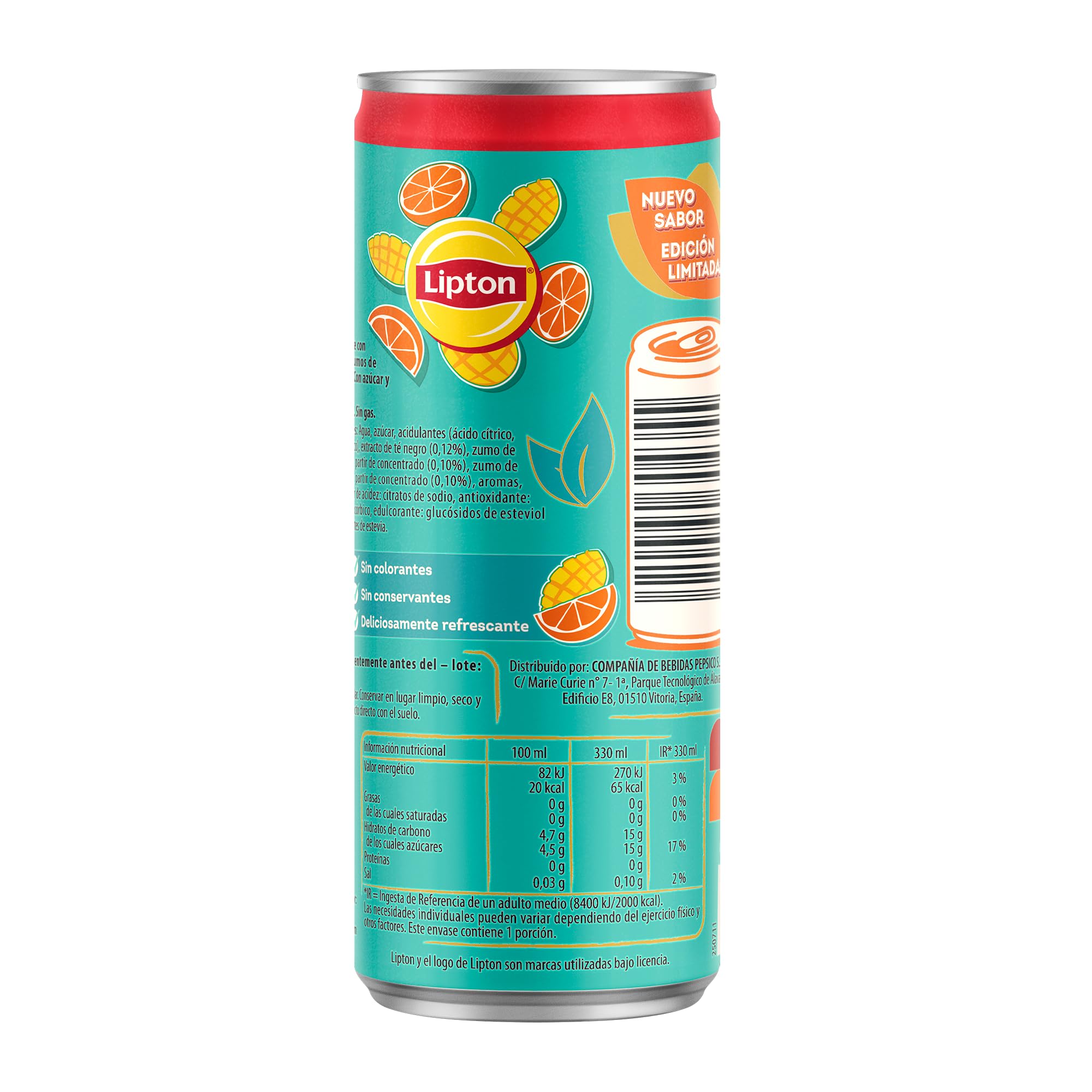 Lipton Ice Tea Naranja Mango Lata 330 ml Bebida Refrescante de Té Negro