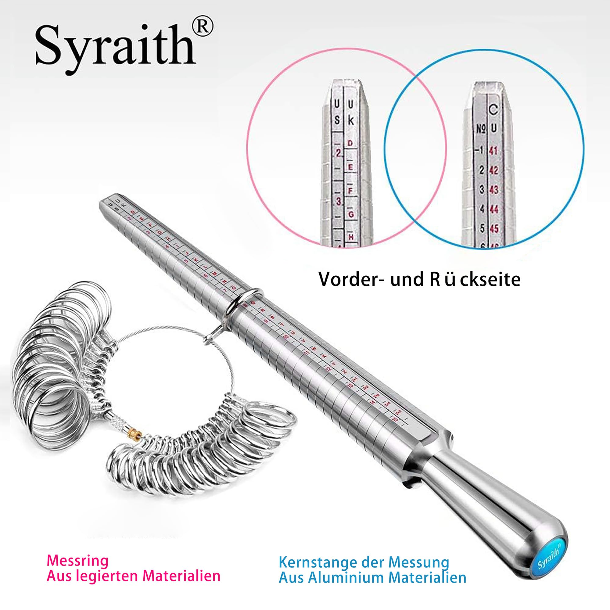 Misuratore Anelli, Kit di Misura Del Diametro Dell'anello, Misure Europee 41-76, 36 Utensili Misura Anelli Per la Misura Delle Dita e la Correzione Dell'anello, Inclusa Scatola di Stoccaggio