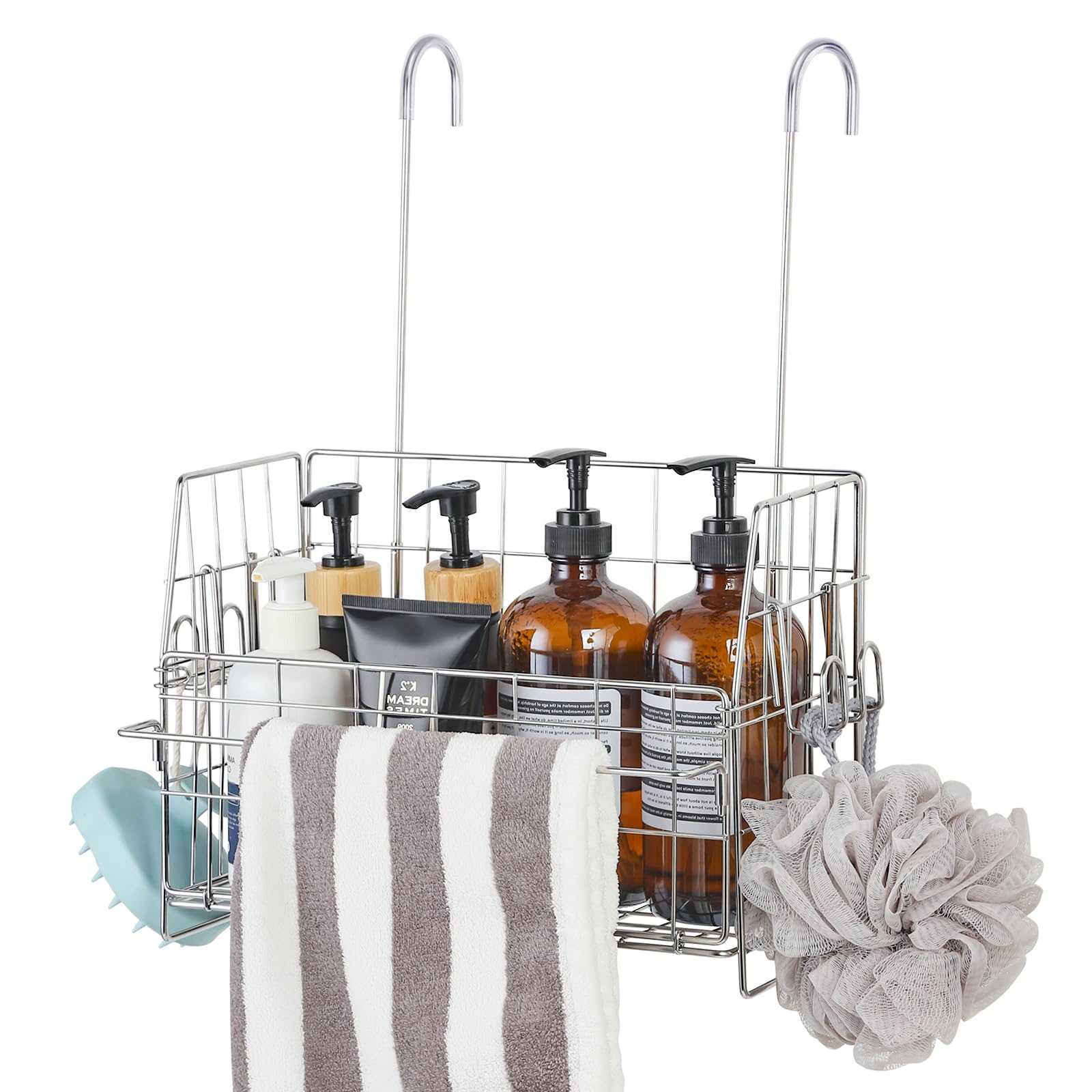 SUTINE Hanging Shower Organizer Shower Caddy Hanging Bathroom Storage Rack with Hooks Over the Door Stainless Steel Rustproof