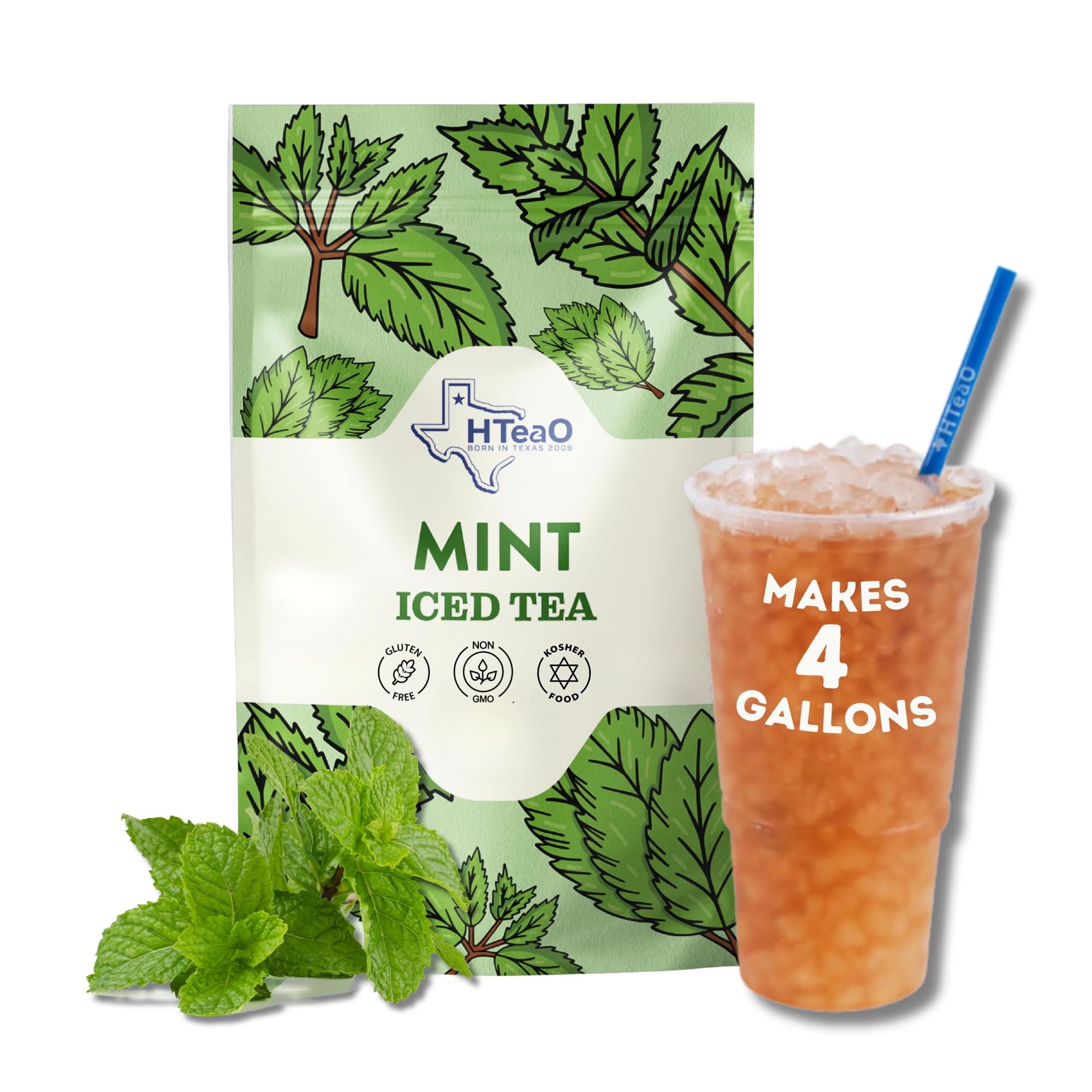 HTeaO Mint Black Iced Tea Bags – Makes 4 Gallons in 5 Minutes – Large Loaded Tea Sachets for Parties, Family Gatherings, & Groups – Texas-Style Ice