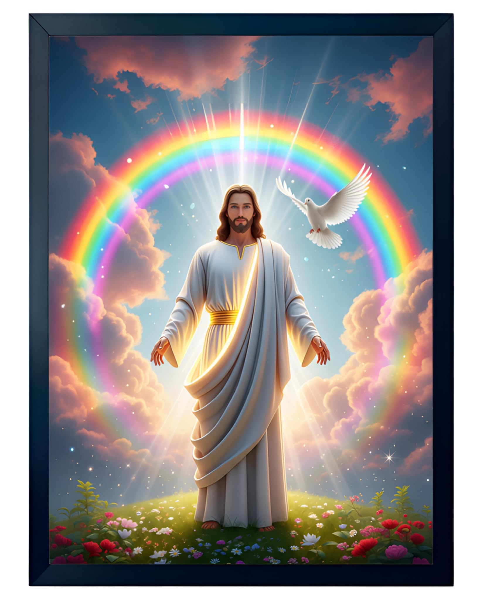 Jesus Christ Sacred Heart Photo Frame - Golden Black -7 Jesus Christ Sacred Heart Photo Frame - Golden Black -7