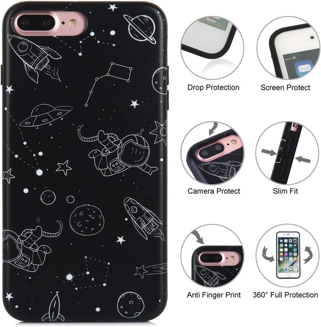 TRENSOM iPhone 8 Plus Case, iPhone 7 Plus Case, Astronaut Planet Pattern Design Plastic Back Case with IMD Bumper Protective Case Cover for iPhone 7 Plus/iPhone 8 Plus