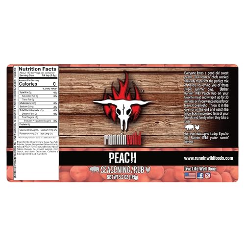 Miniatura 2 de Condimento gourmet BBQ Peach Rub  Runnin' Wild Foods, 5.2 onzas