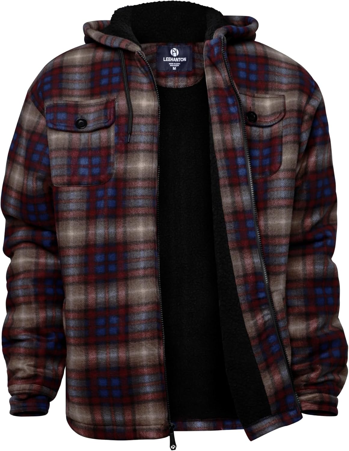 Yasumond Hoodies for Men Zipper Fleece Sweatshirt Heavy Sherpa Lined Hooded Warm Winter Coats Big Tall