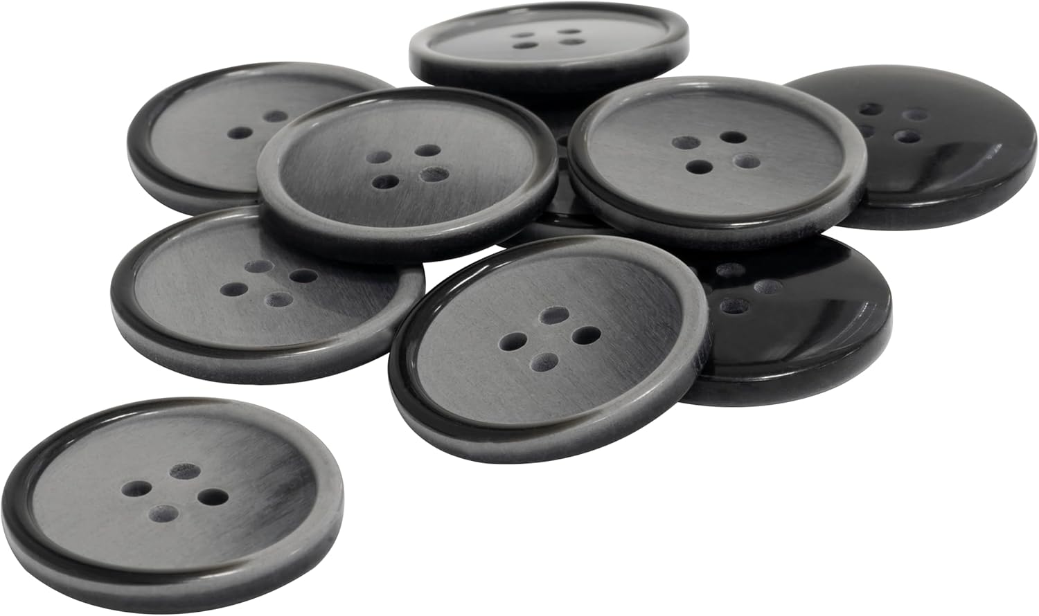AERZETIX - C74162 - Set of 10 round sewing buttons Ø25x3mm with 4 holes 40L L40 with edge - black coloration - in plastic - opening 2 mm - fashion haberdashery sewing clothing decoration