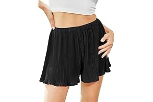 Plisse Pleated Blouse with Black Satin Shorts
