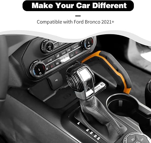 Miniatura 3 de Cubierta para perilla de palanca de cambios de automóvil para consola central, compatible con Ford Bronco 2021 2022 + accesorios interiores (morado,