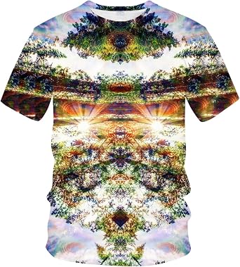 Psychedelic Ice Dragon T-Shirt for Men 3D Printed Vintage Novelty Tie Dye Tee Top