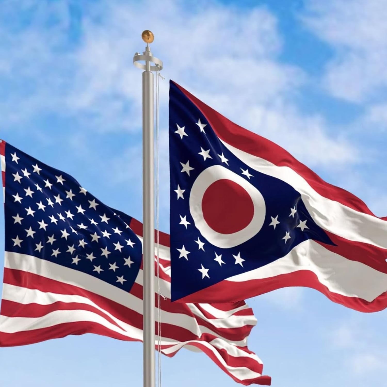 Ohio State Flag 4x6 Ft OH Flags Heavy Duty Ohio Flag Embroidery for Outdoors Banner with 2 Brass Grommets