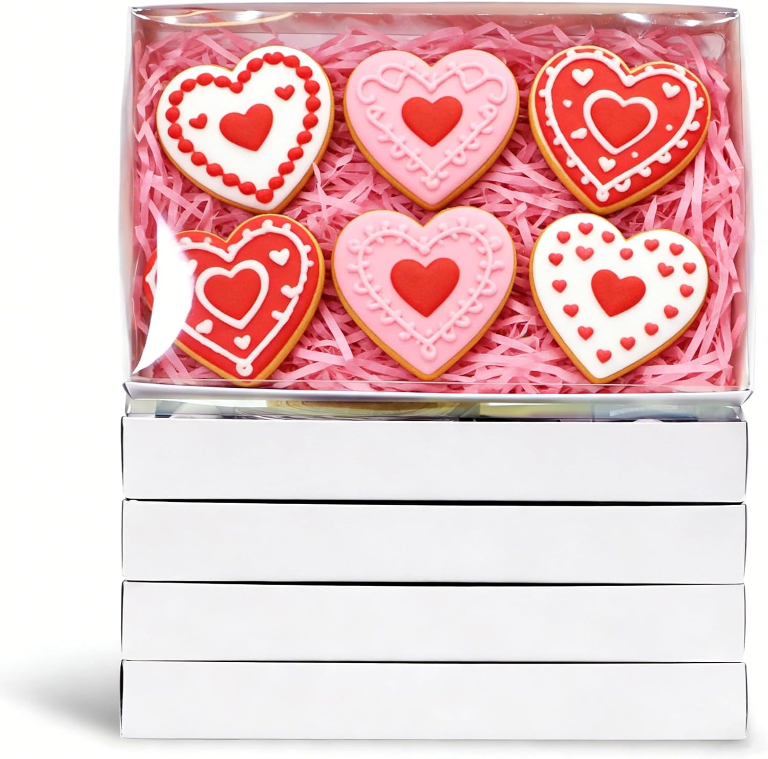 50 Pack 8 x 8 x 1.5 Inch Cookies Boxes with Full Clear Window Bakery Boxes Chocolate Covered Ores Box Treat Macaron Box for Wedding Party